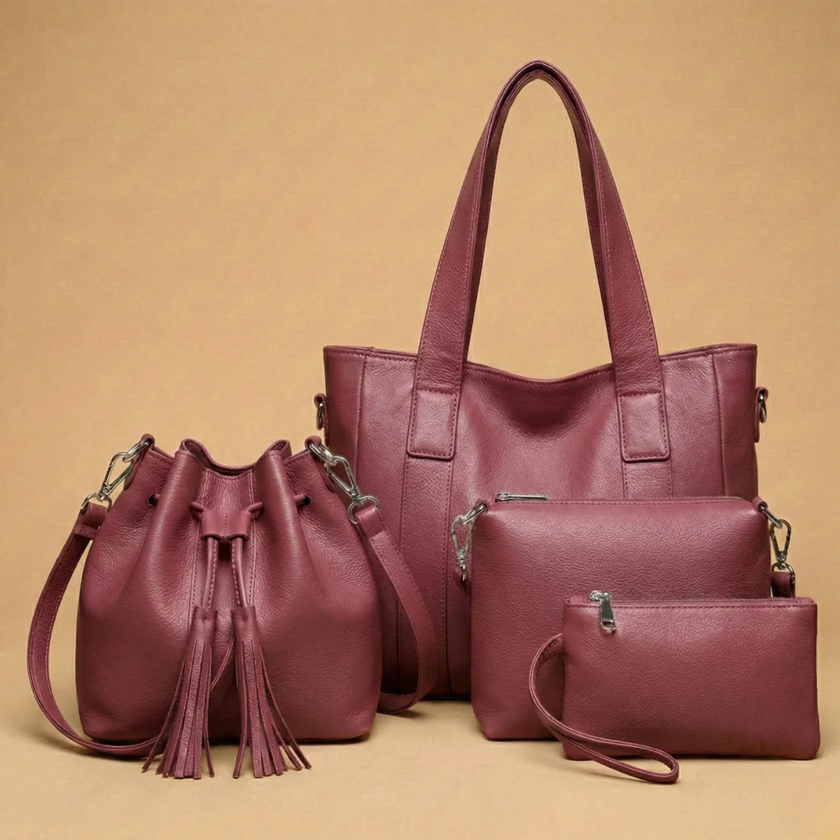 Leve 4 Pague 1: Kit Bolsa Feminina de Couro Legítimo + Brinde Exclusivo - Image 4